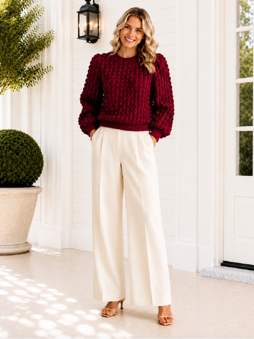 Jodifl Hollis Textured Sweater in Rich Burgundy (Multiple Sizes)